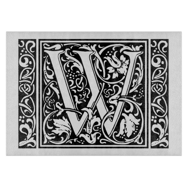 Letter W Mediaeval Monogram Art Nouveau Cutting Board (Front)