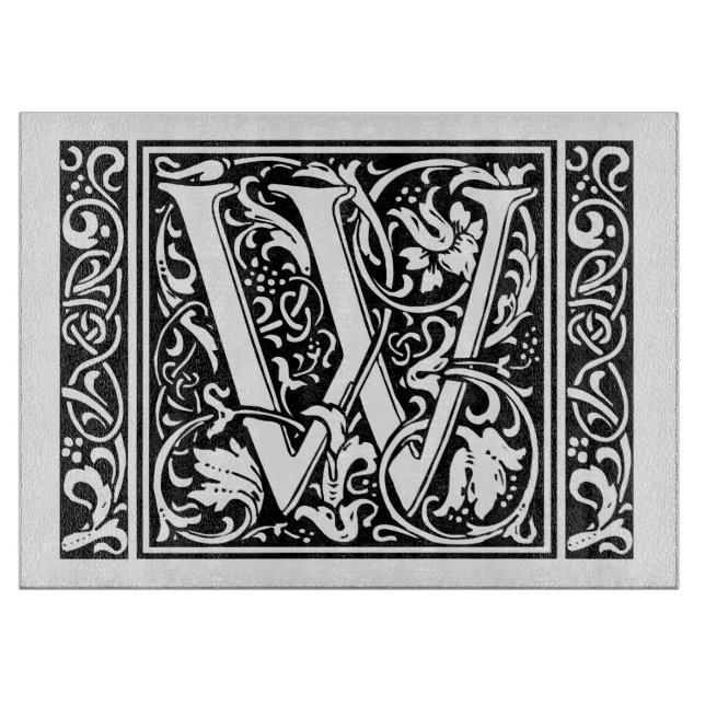 Letter W Mediaeval Monogram Art Nouveau Cutting Board (Front)