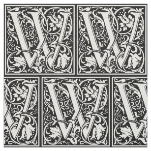 Letter W Mediaeval Monogram Art Nouveau Fabric
