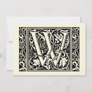 Letter W Mediaeval Monogram Art Nouveau Invitation