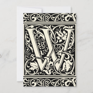 Letter W Mediaeval Monogram Art Nouveau Invitation