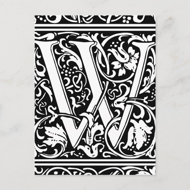 Letter W Mediaeval Monogram Art Nouveau Postcard (Front)