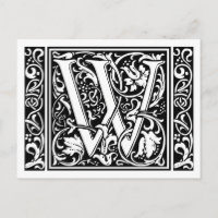 Letter W Mediaeval Monogram Art Nouveau