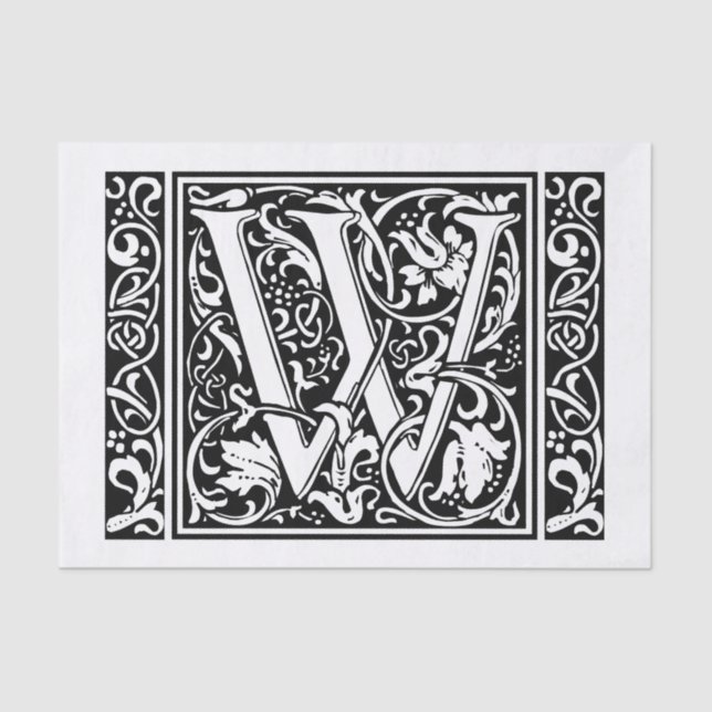 Letter W Mediaeval Monogram Art Nouveau Tissue Paper (Front)