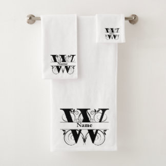 Letter W Monogram Initial Bath Gift Set
