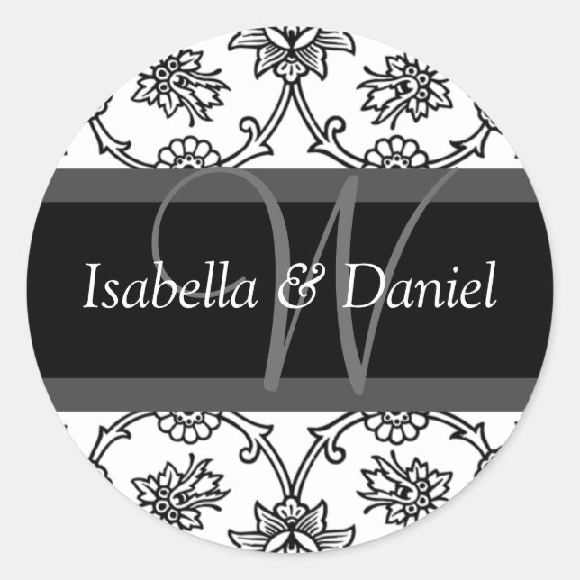 Letter W Monogram Seal Stickers (Front)