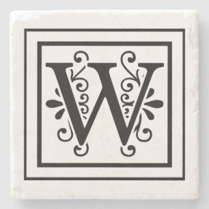 Letter W Monogram Stone Coasters