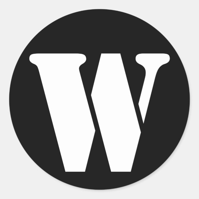 Letter W Stencil Alphabet by Janz Black Classic Round Sticker (Front)