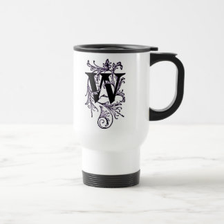 Letter 'W' Wrapped in Purple Vines - Mug
