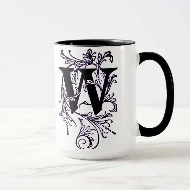 Letter 'W' Wrapped in Purple Vines - Mug (Right)