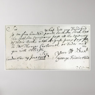 Letter written by Handel, June 1716 Poster
