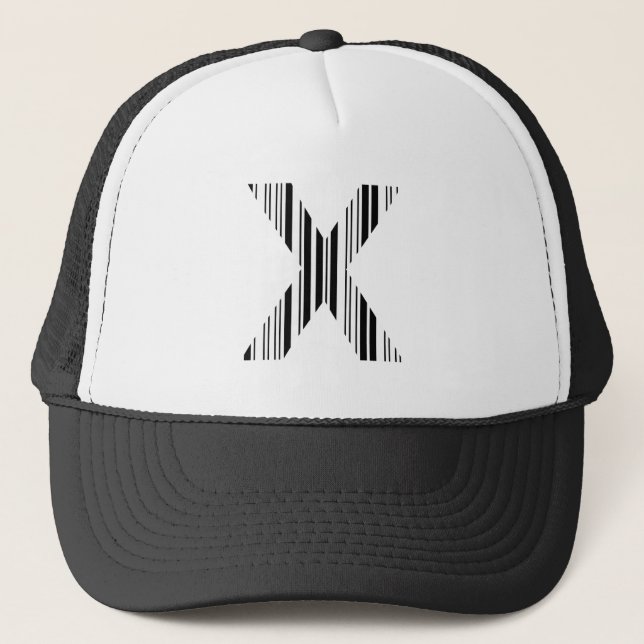 LETTER X BAR CODE First Initial Barcode Pattern Trucker Hat (Front)