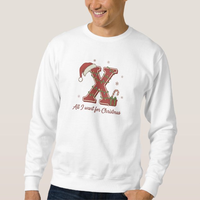 Letter X Christmas Monogram Design Sweatshirt (Front)