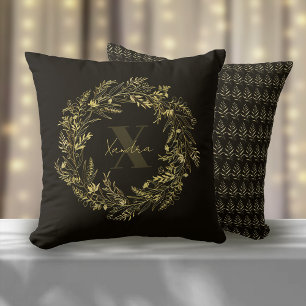 Letter X Gold Leaf Monogram Cushion