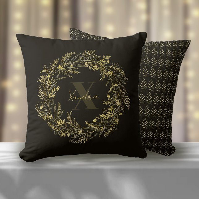 Letter X Gold Leaf Monogram Cushion (Creator Uploaded)