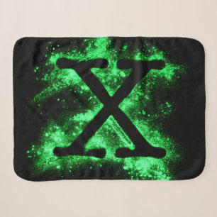 Letter X Green Capital Alphabet Sherpa Blanket