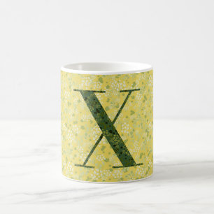 Letter X light yellow and dark green liberty Coffee Mug