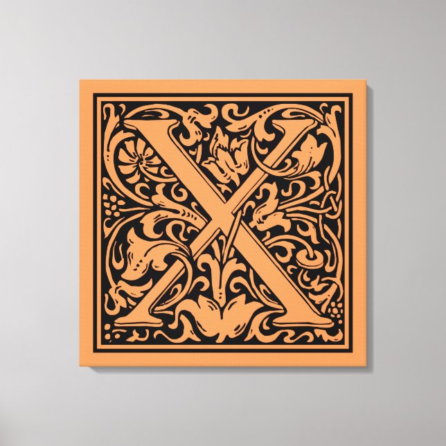 Letter X Mediaeval Monogram Art Nouveau Canvas Print (Front)