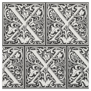 Letter X Mediaeval Monogram Art Nouveau Fabric