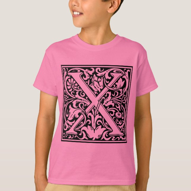 Letter X Mediaeval Monogram Art Nouveau T-Shirt (Front)
