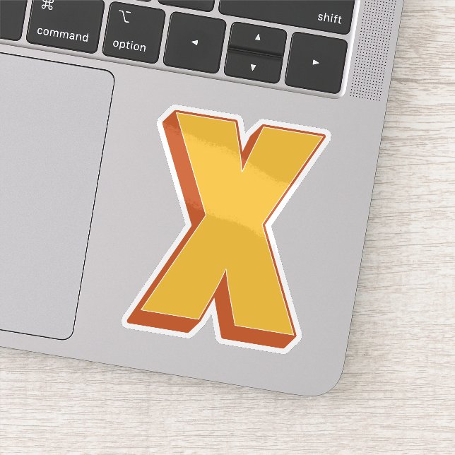 Letter X Monogram, Bold 3D Type Font Initial  (Detail)