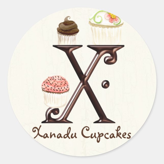 Letter X Monogram Cupcake Logo Business Stickers (Front)