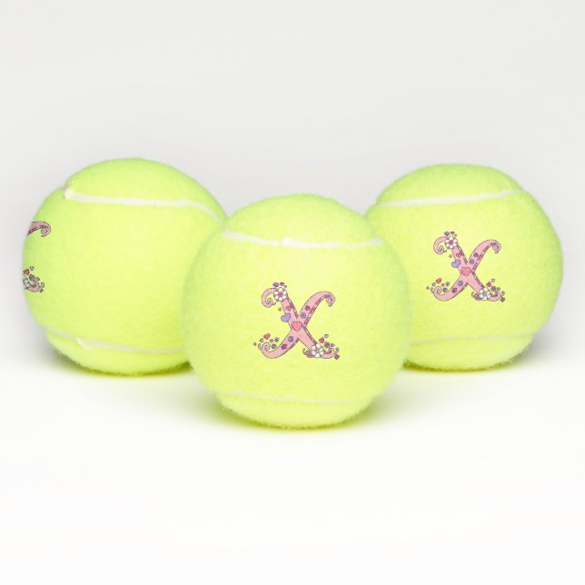 Letter X monogram girls personalised doodle art Tennis Balls (Multi)