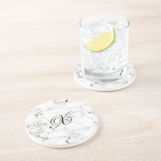 Letter X monogram Marble texture Coaster (Side)