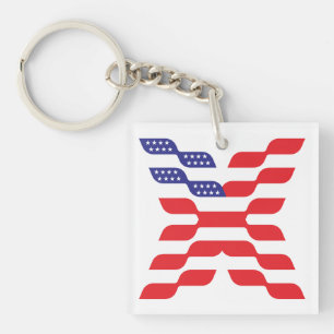 Letter X Monogram USA Flag Key Ring
