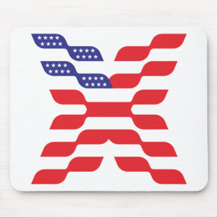 Letter X Monogram USA Flag Mouse Pad