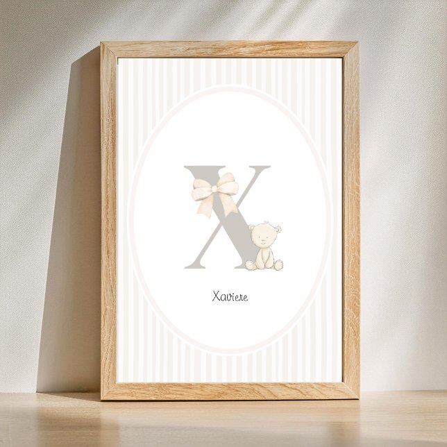 Letter X Nursery Wall Art - Custom Baby Name Print (Letter X Nursery Wall Art - Custom Baby Name Print)