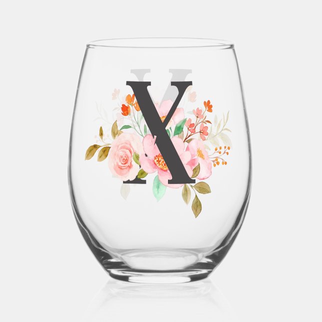 Letter X Stemless Wine Glass (Front)