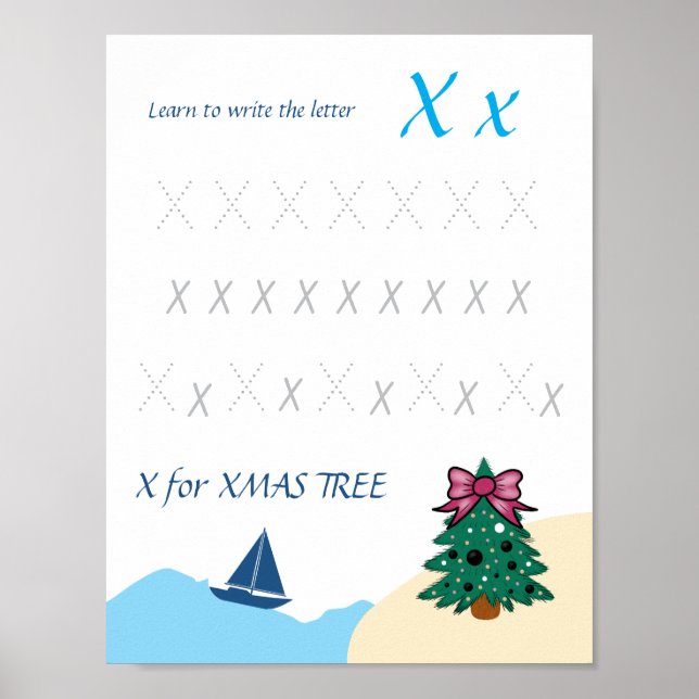 Letter X Tracing Poster for Kids (Front)