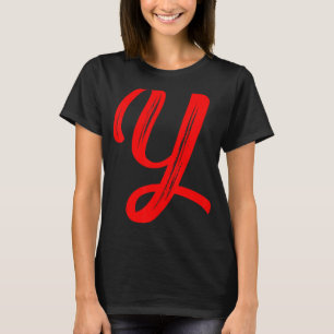 Letter Y Alphabet Large Red Graphic Initial T-Shirt