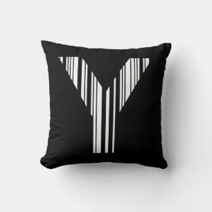 LETTER Y BAR CODE First Initial Barcode Pattern Cushion