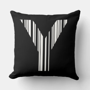 LETTER Y BAR CODE First Initial Barcode Pattern Cushion
