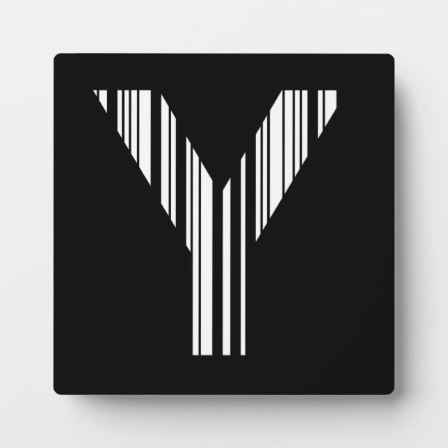 LETTER Y BAR CODE First Initial Barcode Pattern Plaque (Front)