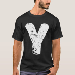 Letter Y Big Capital Alphabet Monogram Distressed T-Shirt