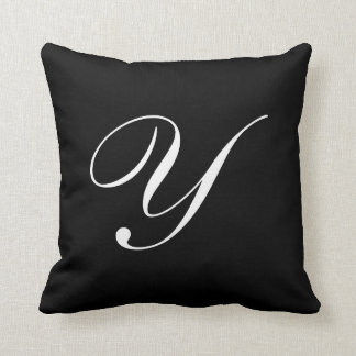 Letter Y Black Monogram Pillow
