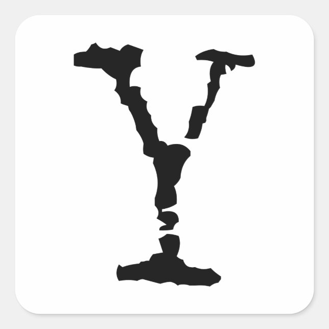 Letter Y Black Square Sticker (Front)