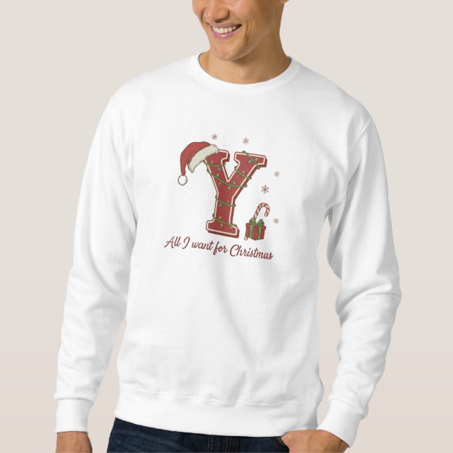 Letter Y Christmas Monogram Design Sweatshirt (Front)