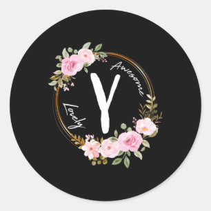 Letter Y Floral Wreath Name Initial Y Mother'S Day Classic Round Sticker
