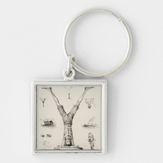 Letter Y from an alphabet primer Key Ring (Front)
