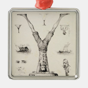 Letter Y from an alphabet primer Metal Tree Decoration