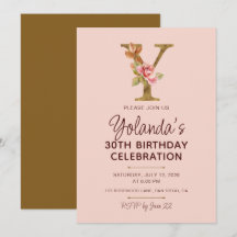 Letter Y Gold Monogram Blush Pink Roses