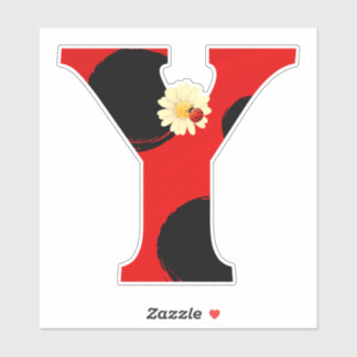 Letter Y Ladybug Print with Ladybug and Flower