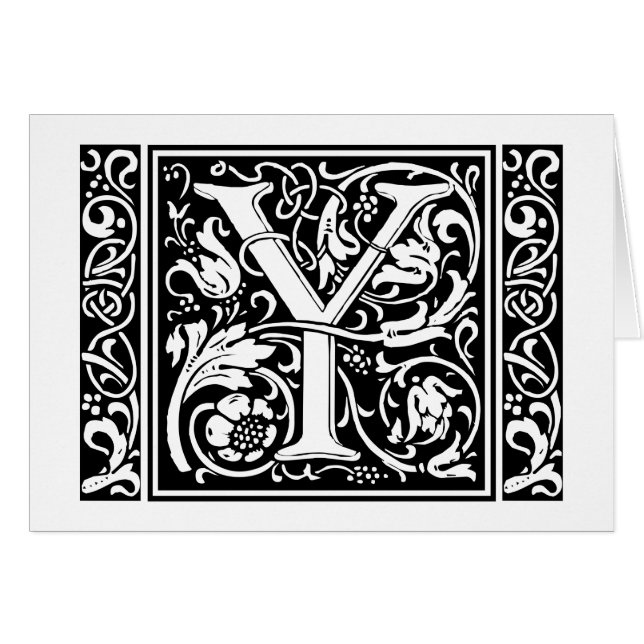 Letter Y Mediaeval Monogram Art Nouveau (Front Horizontal)