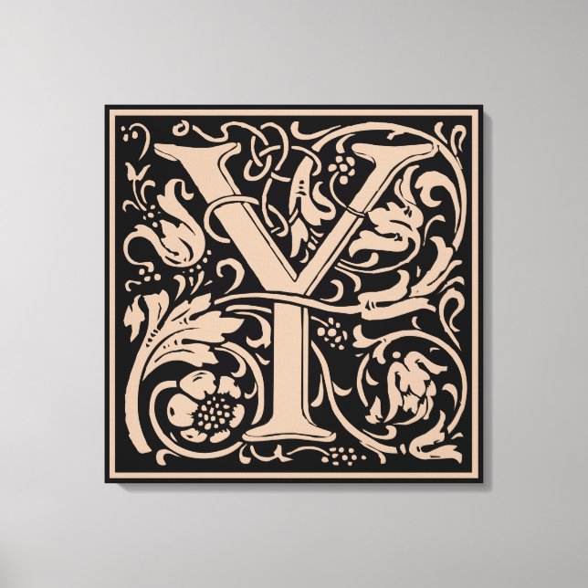 Letter Y Mediaeval Monogram Art Nouveau Canvas Print (Front)