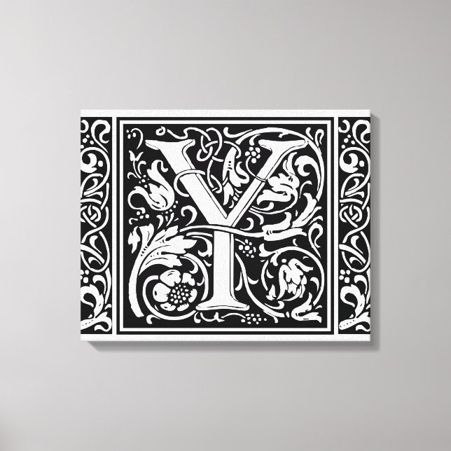 Letter Y Mediaeval Monogram Art Nouveau Canvas Print (Front)