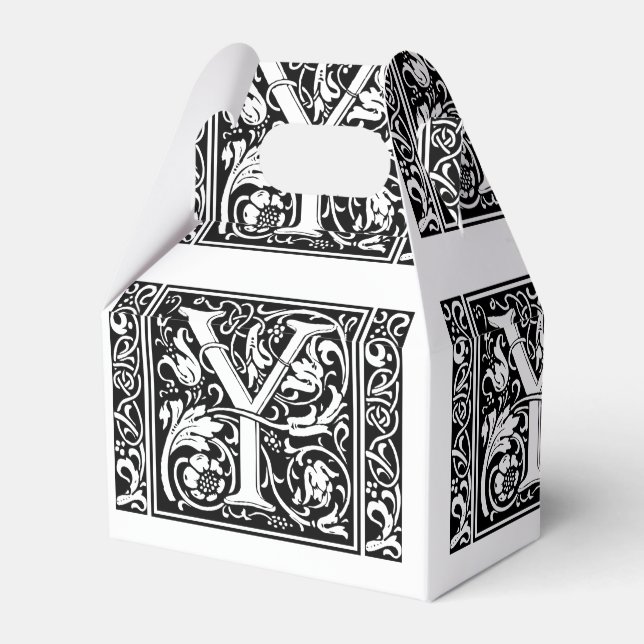 Letter Y Mediaeval Monogram Art Nouveau Favour Box (Front Side)